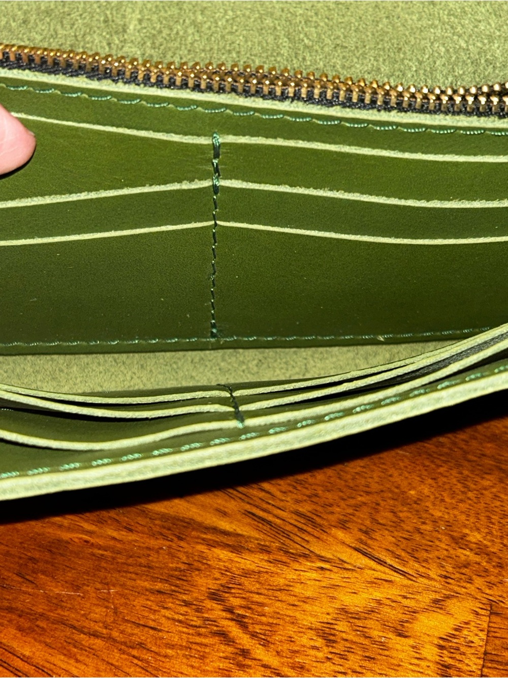 Portland Leather Goods Bozeman Pine Green Leather Snap Wallet with Tree Logo - Picture 8 of 12
